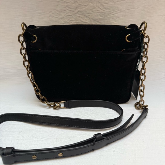 Lauren Ralph Lauren Millbrook Black Velvet Crossbody with Gold Accents - Picture 5 of 14